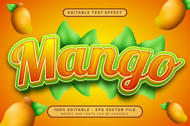 mango 3d text effect and editable text effect with mango illustrations