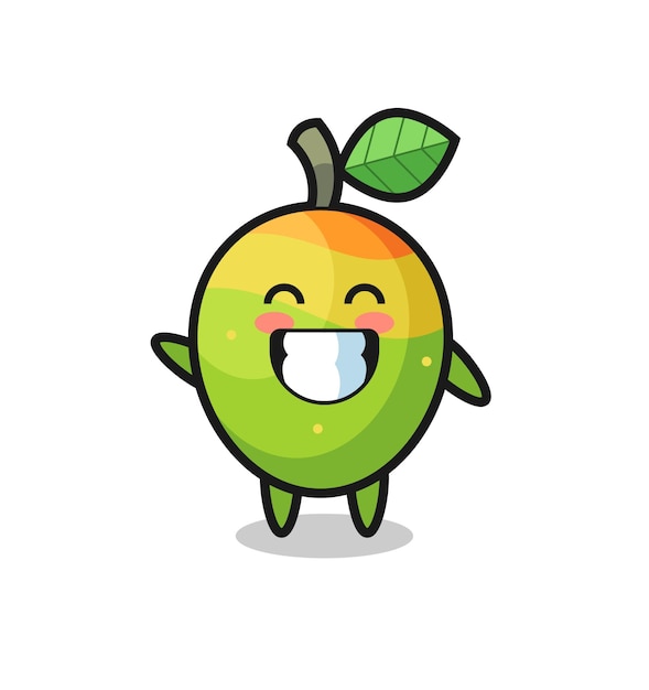 Mango cartoon character doing wave hand gesture , cute style design for t shirt, sticker, logo element