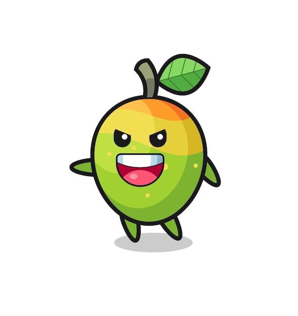 Mango cartoon with very excited pose , cute style design for t shirt, sticker, logo element