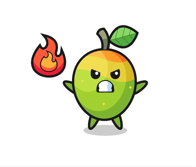 Mango character cartoon with angry gesture , cute style design for t shirt, sticker, logo element