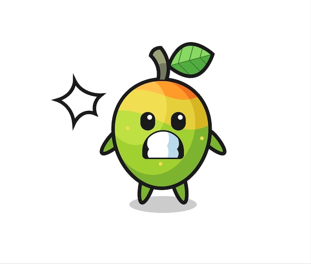 Mango character cartoon with shocked gesture  cute style design for t shirt sticker logo element