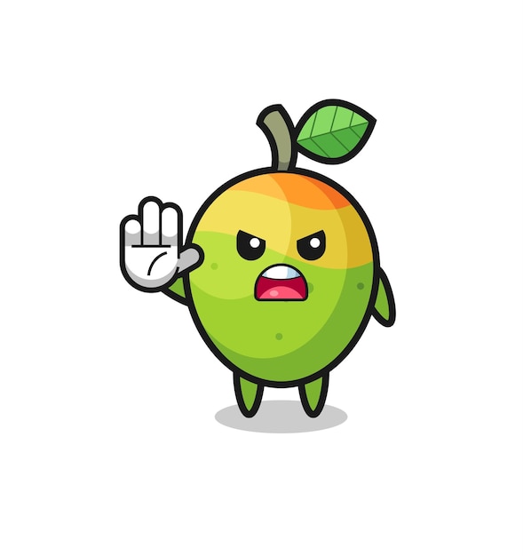 Mango character doing stop gesture cute design