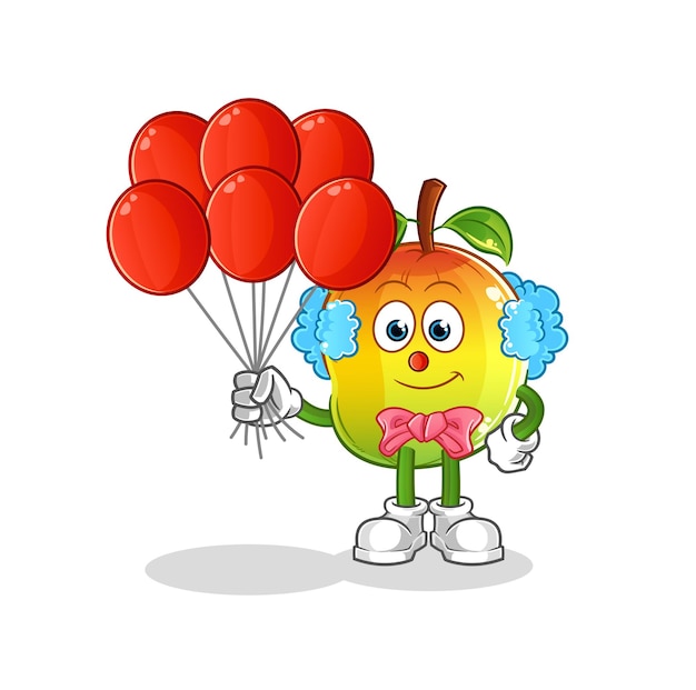 Mango clown with balloons vector. cartoon character