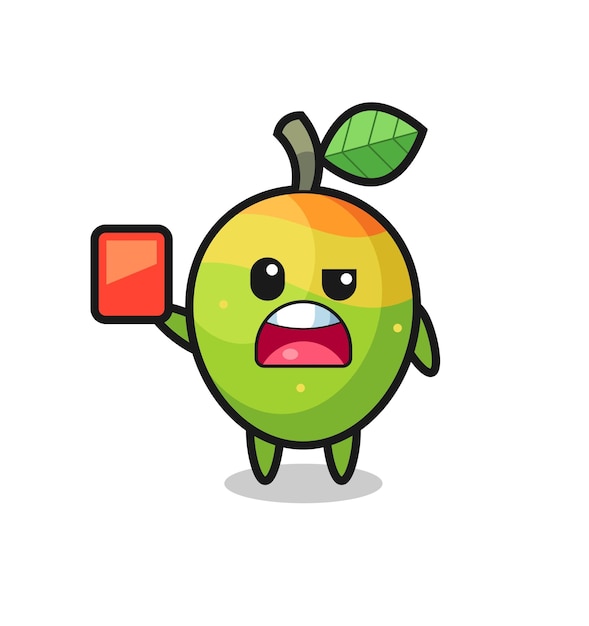 Mango cute mascot as referee giving a red card cute style design for t shirt sticker logo element