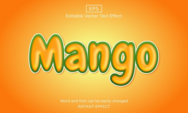 Mango editable text effect Premium Vector