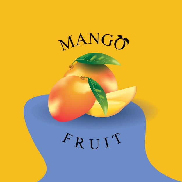 mango fruit illustration realistic  