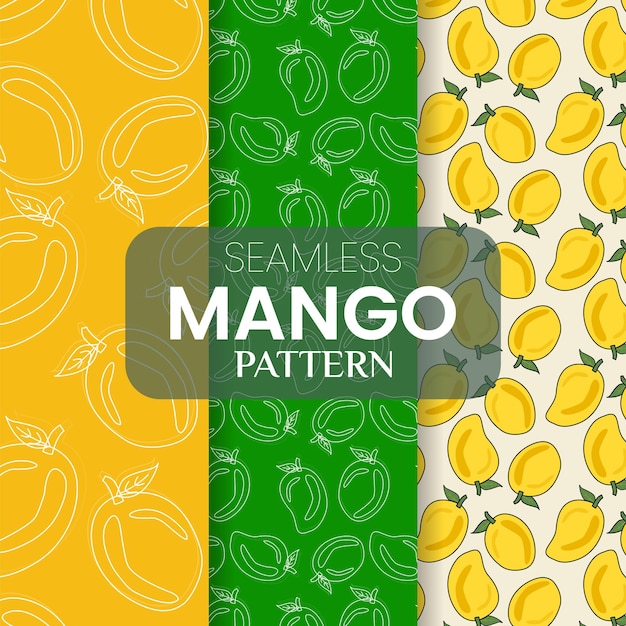 Mango fruit pattern seamless vector hand drawn product packaging or level design combo pattern pack