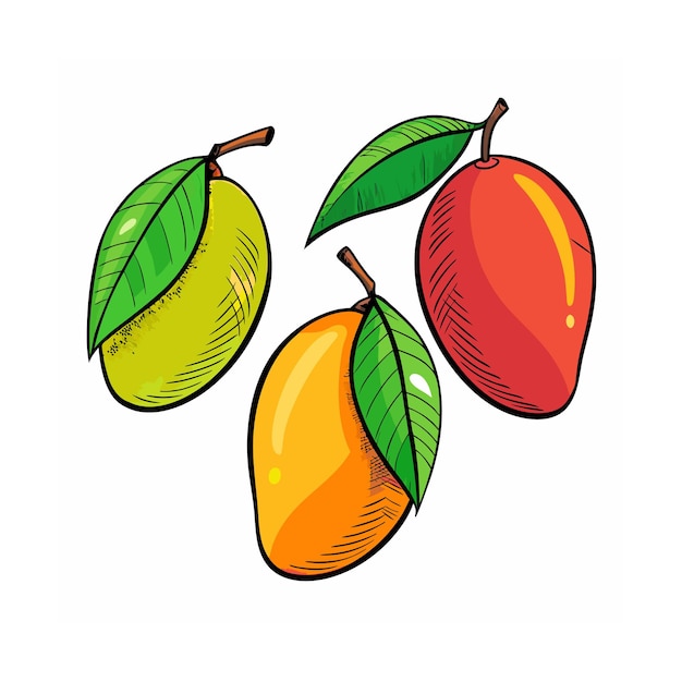 Mango Fruits Coloring Book with Realistic Leaves