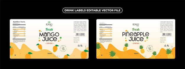 Mango Juice Label Design Pineapple Juice Label Design Drink label packaging