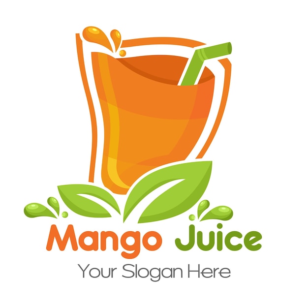 Mango juice logo. Fresh drink design. Your slogan here