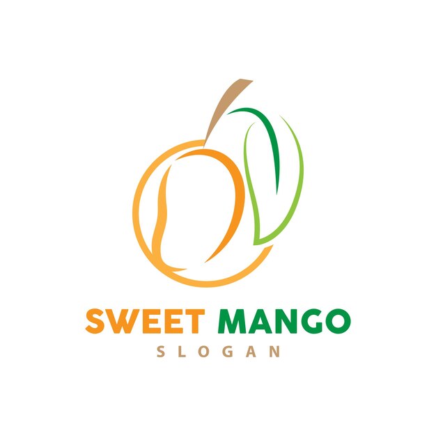 Mango Logo Fresh Fruit Vector Abstract Line Style Design Icon Template Illustration