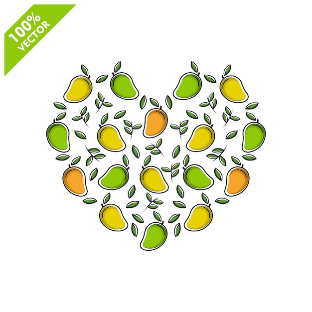 Mango love shape with flat design