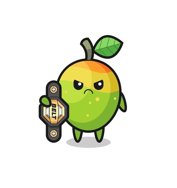 Mango mascot character as a MMA fighter with the champion belt