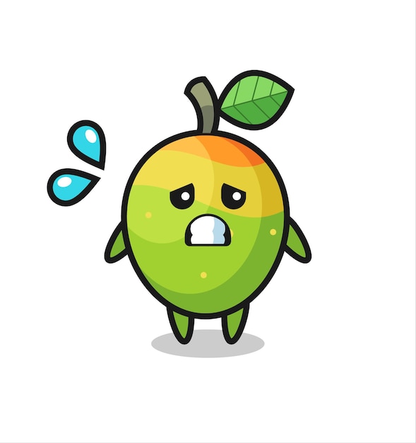 Mango mascot character with afraid gesture , cute style design for t shirt, sticker, logo element