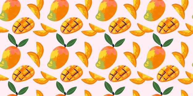 Vector mango seamless pattern abstract exotic tropical fresh fruit healthy juice botanical element decor textile wrapping paper wallpaper design print fabric vector cartoon minimalistic illustration