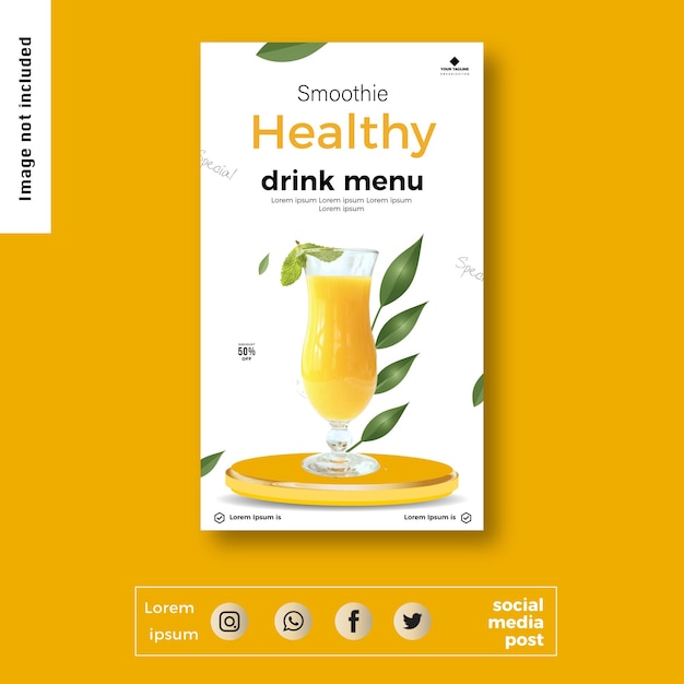 Vector mango squash drink menu promotion social media instagram post banner template