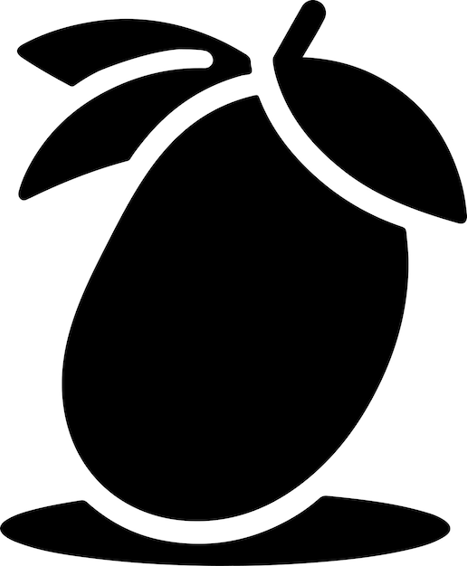 Mango symbol with leaf icon silhouette