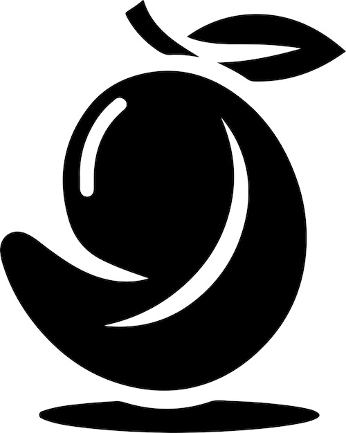 Vector mango symbol with leaf icon silhouette