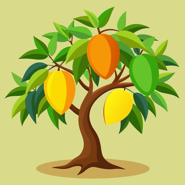 Vector mango tree clip art vector illustration design