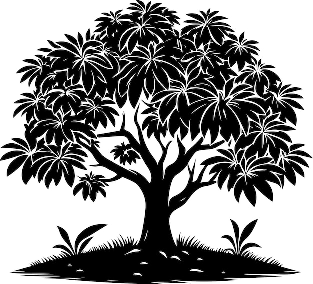 Mango Tree vector black color silhouette