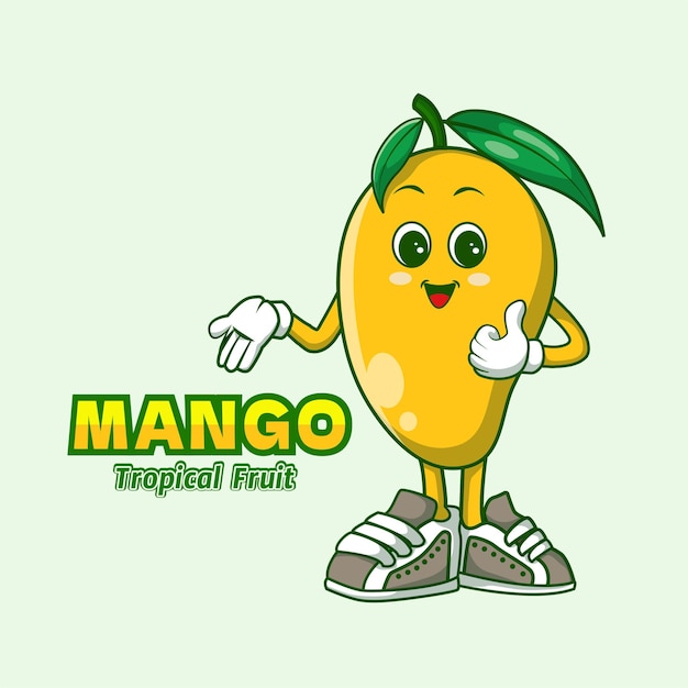 mango tropical fruit mascot logo design