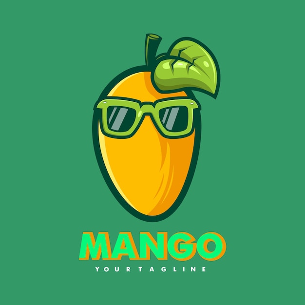 Mango Wearing Glasses Cartoon Mascot Logo Design