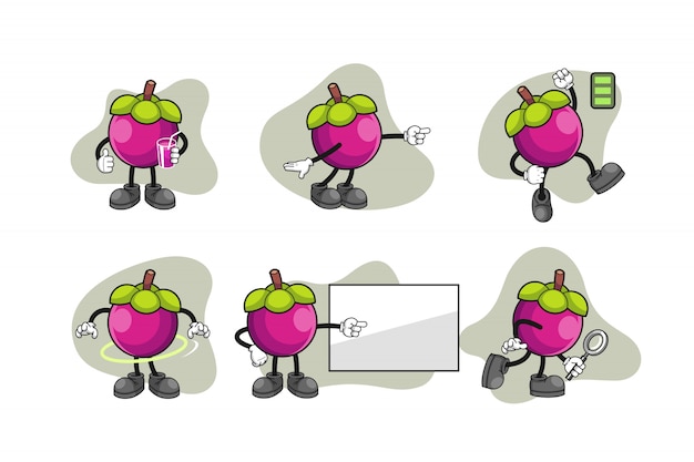 Mangosteen cartoon character set