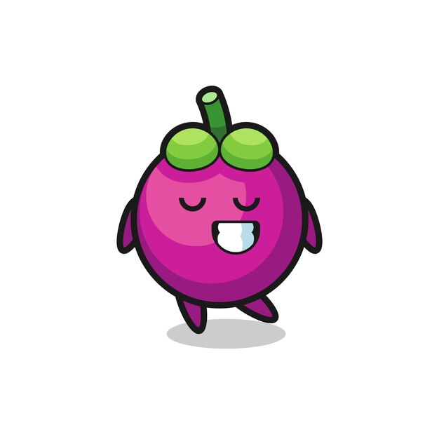 Mangosteen cartoon illustration with a shy expression , cute style design for t shirt, sticker, logo element