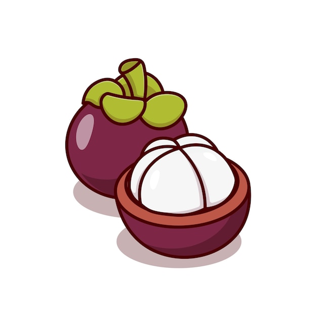 Mangosteen cartoon vector icon illustration