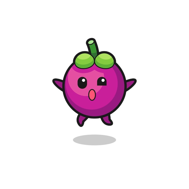 Mangosteen character is jumping gesture , cute design