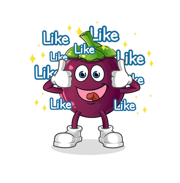 Mangosteen give lots of likes cartoon vector