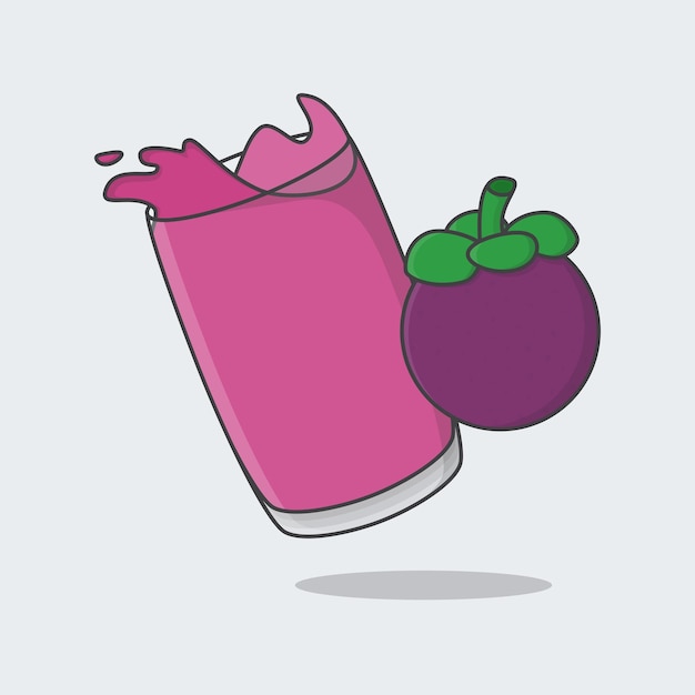 Mangosteen Juice Cartoon Vector Illustration Mangosteen Juice Flat Icon Outline