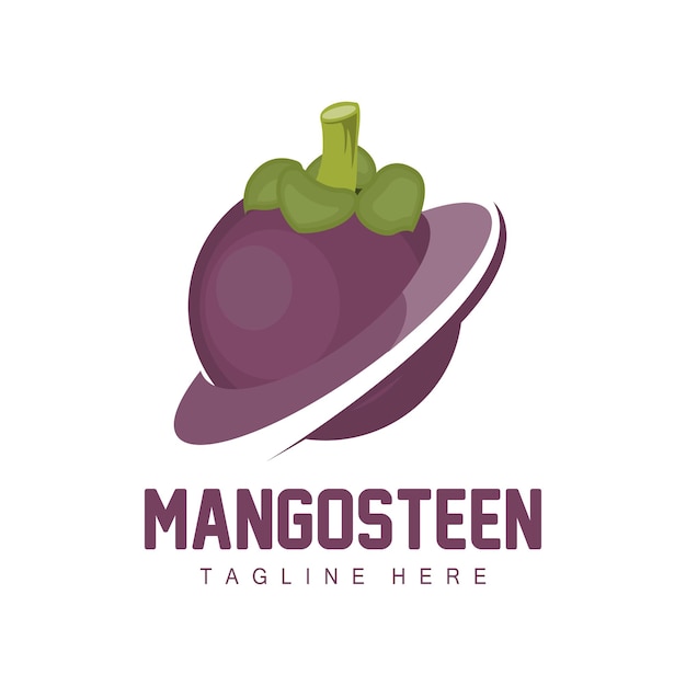 Mangosteen Logo Design Fresh Fruit Vector for Skin Health Fruit Shop Brand Illustration And Natural Skin Medicine