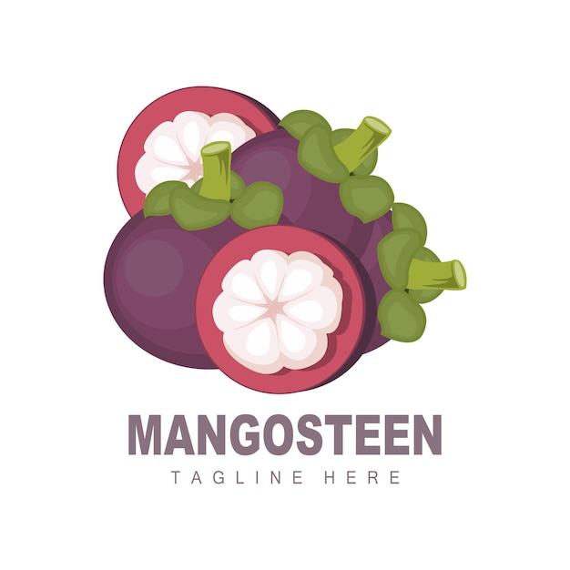 Mangosteen Logo Design Fresh Fruit Vector for Skin Health Fruit Shop Brand Illustration And Natural Skin Medicine