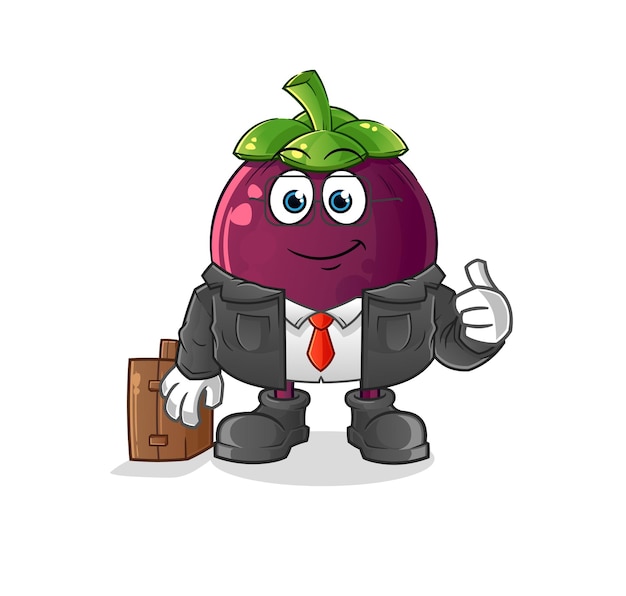 Mangosteen office worker mascot. cartoon vector