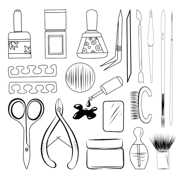 Manicure accessories vector illustration set