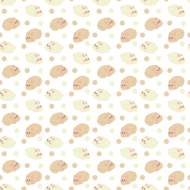 Manju pattern11 Cute Japanese pattiers in the form of a cat and a rabbit Doodle color cartoon vector illustration