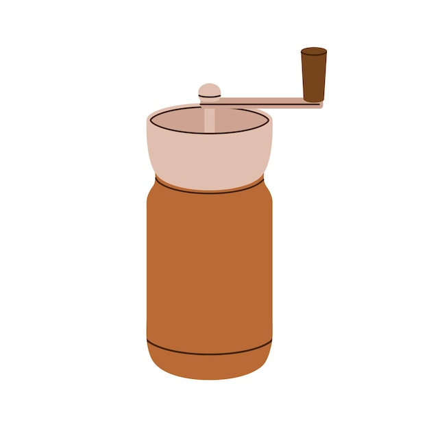 Manual hand coffee grinder flat vector illustration