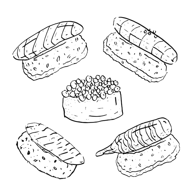 Manual illustration of sushi food sketch