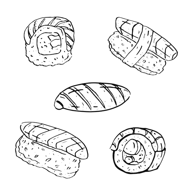 Manual illustration of sushi food sketch