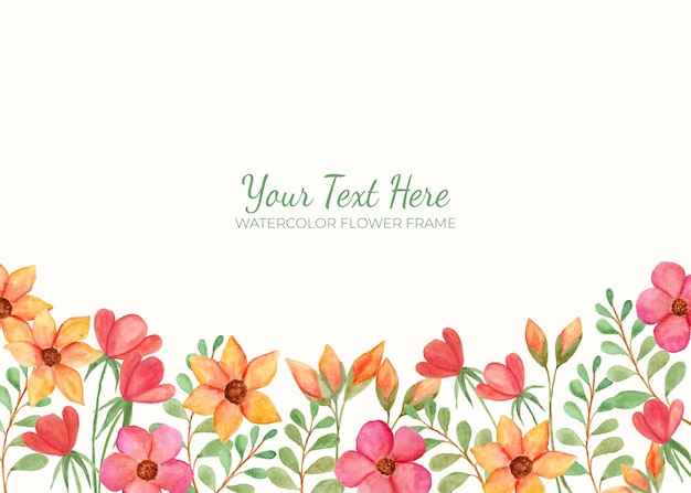 Manual painted of yellow and pink flower watercolor as background frame