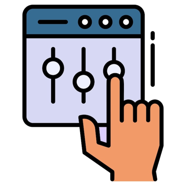 Manual Settings Concept Website Control Panel options Vector Cloud computing and Internet hosting