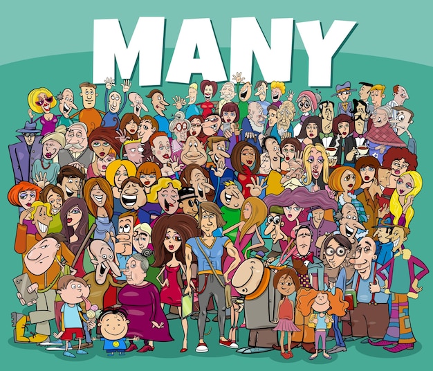 Many cartoon people comic characters group