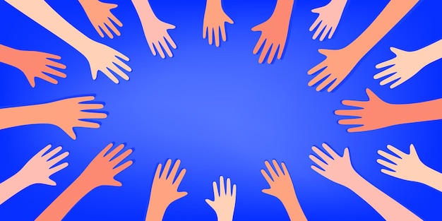 Many human hands circle shape simple illustration