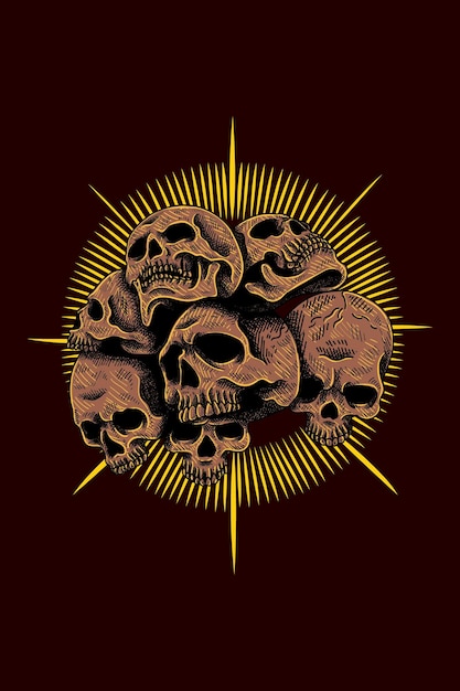 Many skull vector illustration