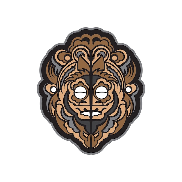 Maori mask print Polynesian mask Samoa and Hawaii patterns Corporate style Vector illustration