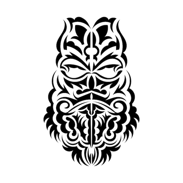 Vector maori mask traditional decor pattern from polynesia and hawaii isolated on white background ready tattoo template vector illustration