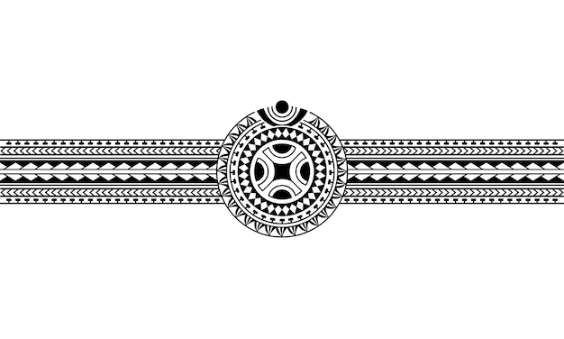 Maori polynesian tattoo border tribal sleeve pattern vector samoan bracelet tattoo for arm or foot