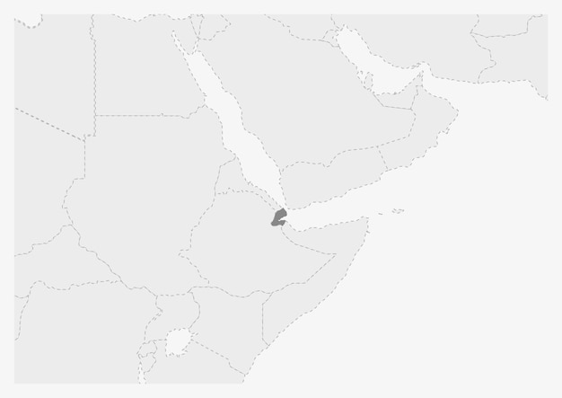 Map of Africa with highlighted Djibouti map