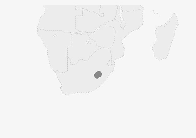 Map of Africa with highlighted Lesotho map